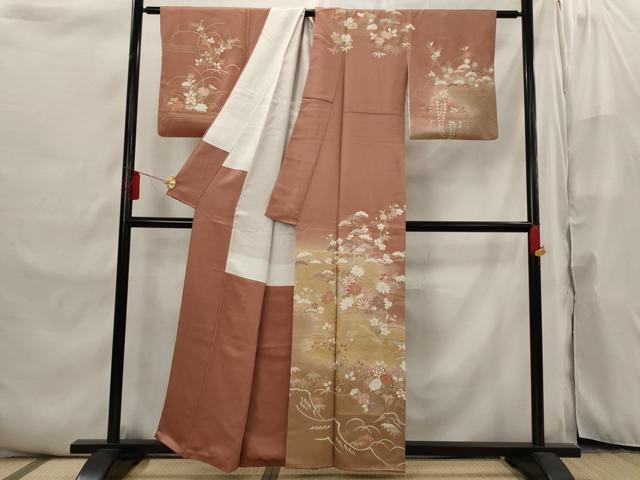 平和屋着物■訪問着　松竹梅　暈し染め　金彩　正絹　逸品　AABI6495st
