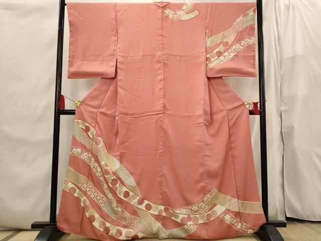 平和屋着物■訪問着 駒刺繍 熨斗花文 金彩 正絹 逸品 AABI6497st