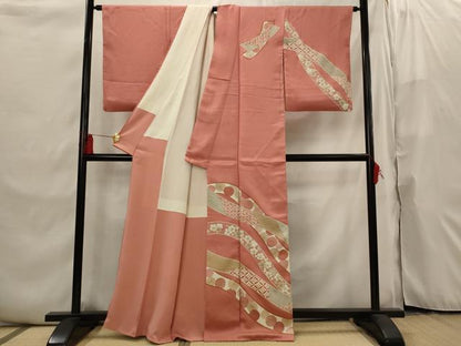 平和屋着物■訪問着 駒刺繍 熨斗花文 金彩 正絹 逸品 AABI6497st
