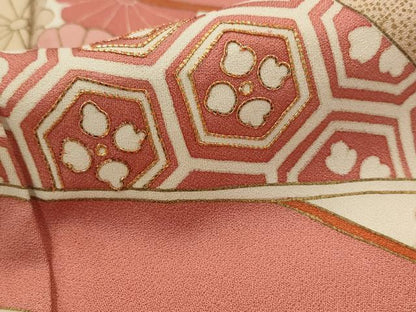 平和屋着物■訪問着 駒刺繍 熨斗花文 金彩 正絹 逸品 AABI6497st