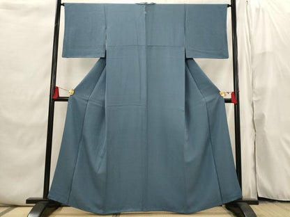 平和屋着物■上質な色無地 紋意匠 紺鼠色 正絹 逸品 AABI6502st