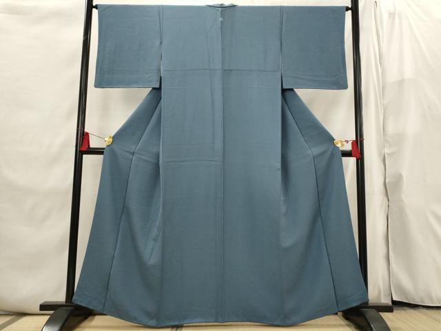 平和屋着物■上質な色無地 紋意匠 紺鼠色 正絹 逸品 AABI6502st