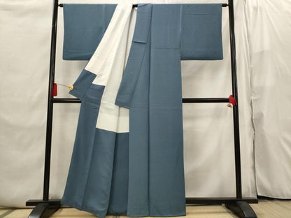 平和屋着物■上質な色無地 紋意匠 紺鼠色 正絹 逸品 AABI6502st