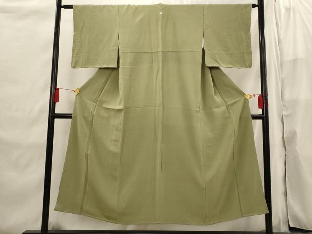 平和屋着物■上質な色無地 紬地 紋意匠 柳茶色 正絹 逸品 未使用 AABI6503st