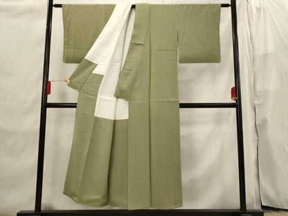 平和屋着物■上質な色無地 紬地 紋意匠 柳茶色 正絹 逸品 未使用 AABI6503st