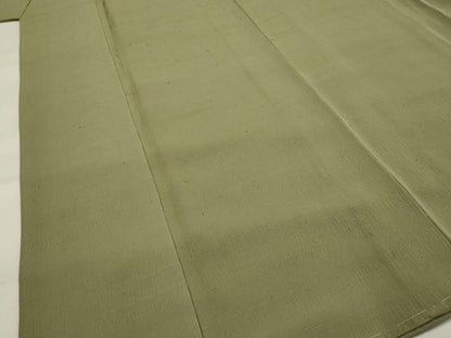 平和屋着物■上質な色無地 紬地 紋意匠 柳茶色 正絹 逸品 未使用 AABI6503st