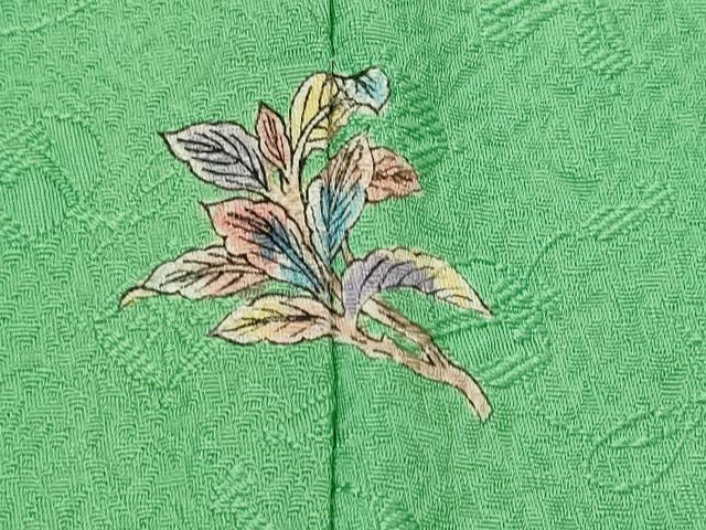 平和屋着物■上質な色無地 宝尽くし地紋 薄緑色 正絹 逸品 AABI6504st
