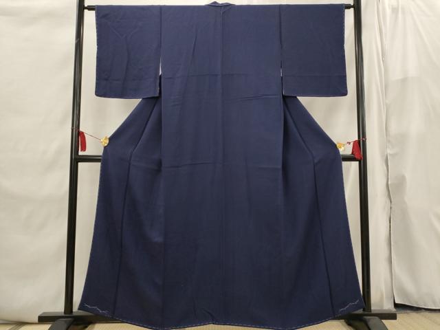 平和屋着物■無地絵羽訪問着 花文箱地紋 濃藍色 正絹 逸品 未使用 AABI6505st