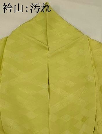 平和屋着物■上質な色無地　菱地紋　刈安色　正絹　逸品　AABI6506st