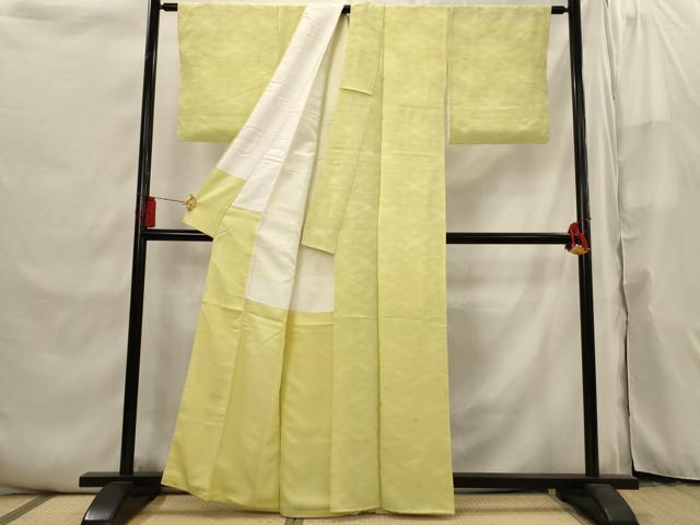 平和屋着物■上質な色無地　菱地紋　刈安色　正絹　逸品　AABI6506st