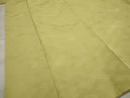 平和屋着物■上質な色無地　菱地紋　刈安色　正絹　逸品　AABI6506st