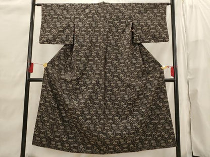 平和屋着物■上質な紬　松竹梅七宝文　正絹　逸品　AABI6509st