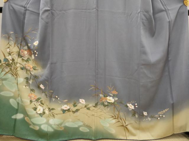 平和屋着物■訪問着 草花文 暈し染め 金銀彩 正絹 逸品 AABI6512st