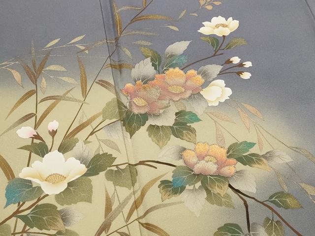 平和屋着物■訪問着 草花文 暈し染め 金銀彩 正絹 逸品 AABI6512st