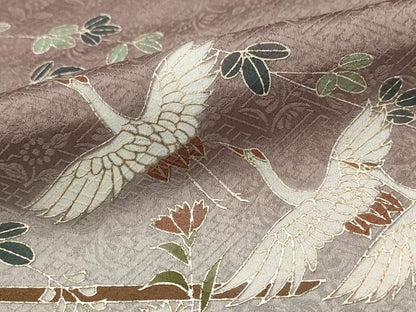平和屋着物■訪問着 流水飛鶴花文 暈し染め 銀彩 正絹 逸品 AABI6513st