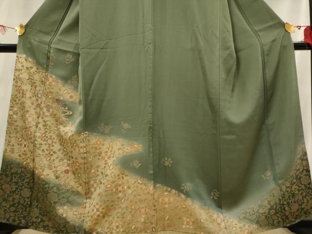 平和屋着物■訪問着 駒刺繍 更紗花文 暈し染め 金彩 銀糸 正絹 逸品 AABI6514st