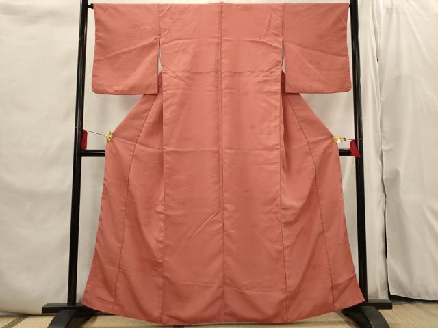 平和屋着物■上質な色無地　遠山地紋　鳶色　正絹　逸品　AABI6518st