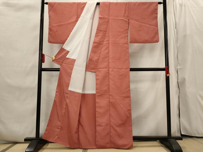 平和屋着物■上質な色無地　遠山地紋　鳶色　正絹　逸品　AABI6518st