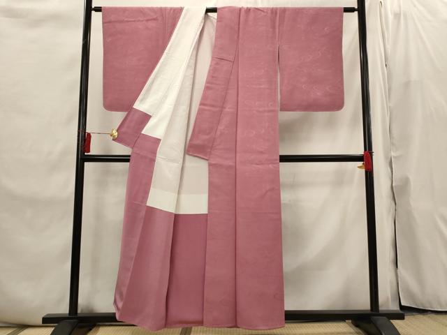 平和屋着物■上質な色無地　流水花地紋　長春色　正絹　逸品　未使用　AABI6520st