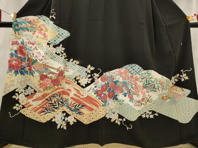 平和屋着物■豪華黒留袖　作家物　花蝶文　正絹　逸品　AABI6521st