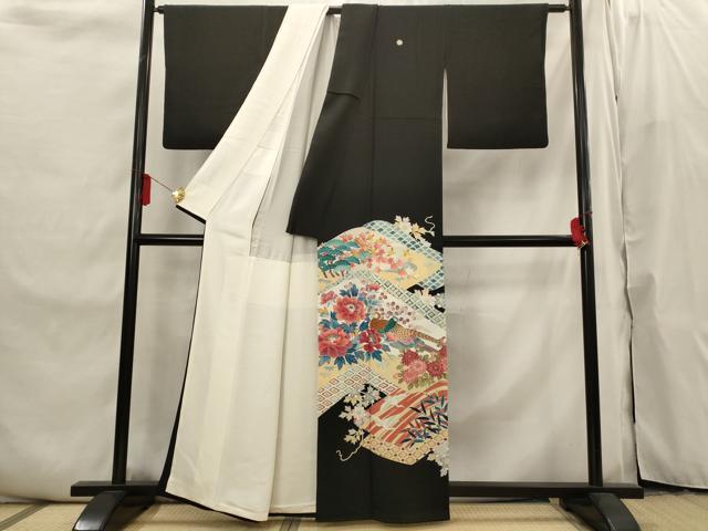 平和屋着物■豪華黒留袖　作家物　花蝶文　正絹　逸品　AABI6521st