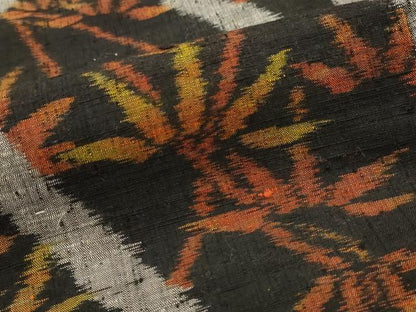 平和屋着物■上質な紬　笹竹文　黒地　正絹　逸品　未使用　AABI6525st