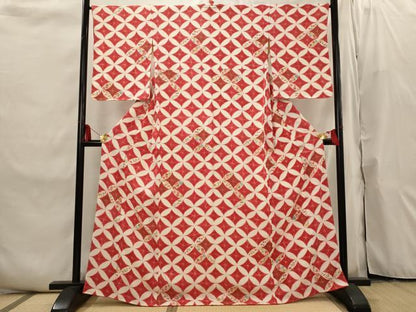 平和屋着物■上質な小紋　七宝花文　金彩　正絹　逸品　AABI6526st