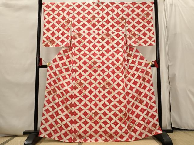 平和屋着物■上質な小紋　七宝花文　金彩　正絹　逸品　AABI6526st