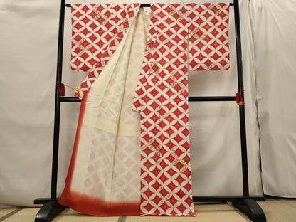 平和屋着物■上質な小紋　七宝花文　金彩　正絹　逸品　AABI6526st