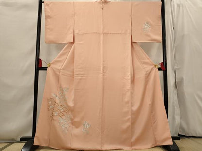 平和屋着物■訪問着　駒刺繍　草花文　銀糸　正絹　逸品　AABI6529st