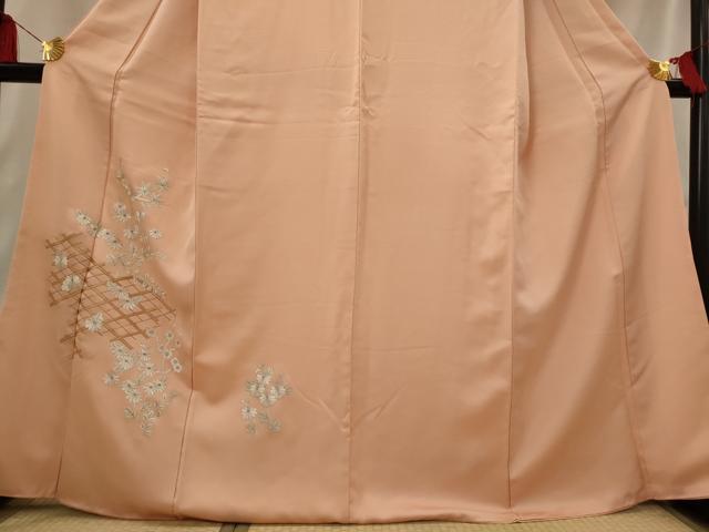 平和屋着物■訪問着　駒刺繍　草花文　銀糸　正絹　逸品　AABI6529st