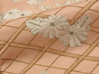 平和屋着物■訪問着　駒刺繍　草花文　銀糸　正絹　逸品　AABI6529st