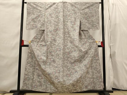 平和屋着物■上質な紬 更紗花文 正絹 逸品 AABI6533st