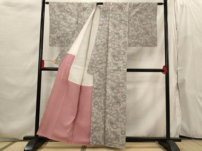 平和屋着物■上質な紬 更紗花文 正絹 逸品 AABI6533st