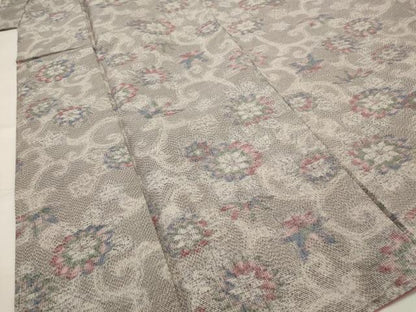 平和屋着物■上質な紬 更紗花文 正絹 逸品 AABI6533st