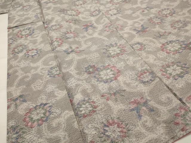 平和屋着物■上質な紬 更紗花文 正絹 逸品 AABI6533st