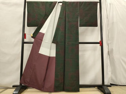 平和屋着物■本場大島紬　幾何学文様　正絹　逸品　AABI6536st