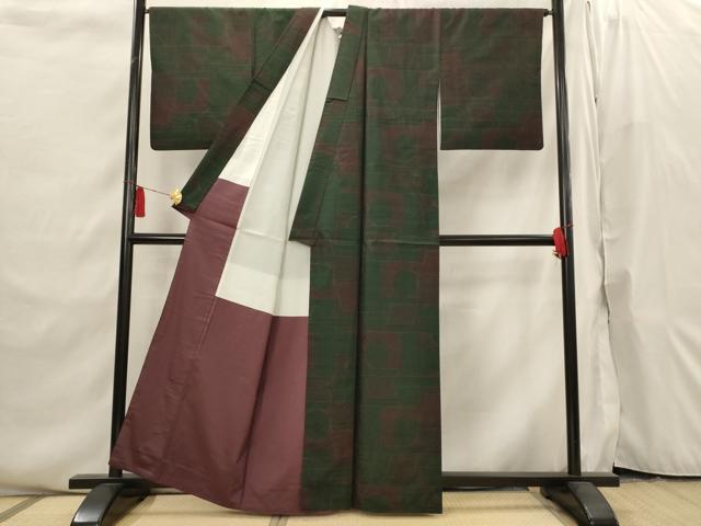 平和屋着物■本場大島紬　幾何学文様　正絹　逸品　AABI6536st