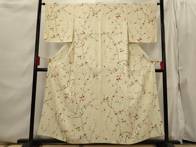 平和屋着物■上質な小紋　絞り　枝花文　正絹　逸品　AABI6539st