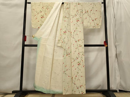 平和屋着物■上質な小紋　絞り　枝花文　正絹　逸品　AABI6539st