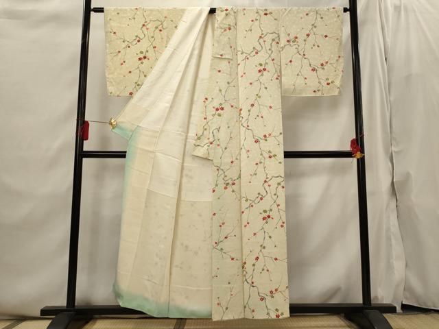 平和屋着物■上質な小紋　絞り　枝花文　正絹　逸品　AABI6539st