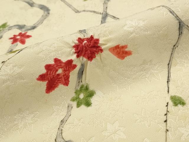 平和屋着物■上質な小紋　絞り　枝花文　正絹　逸品　AABI6539st