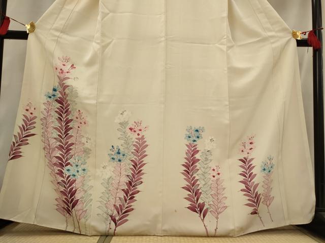 平和屋着物■訪問着　手描き　草花文　正絹　逸品　AABI6541st