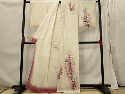 平和屋着物■訪問着　手描き　草花文　正絹　逸品　AABI6541st