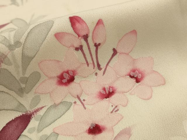 平和屋着物■訪問着　手描き　草花文　正絹　逸品　AABI6541st