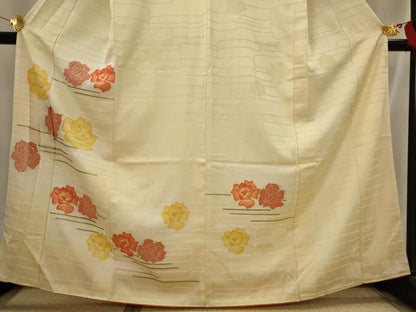 平和屋着物■訪問着　流水花文　暈し染め　金糸　金彩　正絹　逸品　AABI6542st