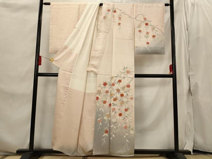 平和屋着物■訪問着　駒刺繍　枝花文　暈し染め　正絹　逸品　AABI6544st