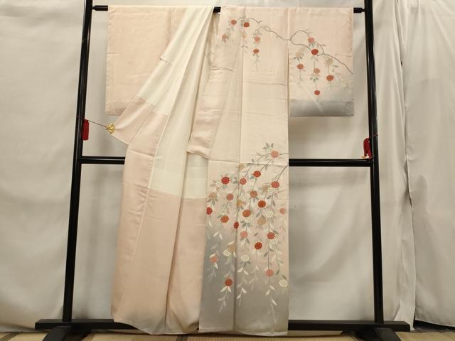 平和屋着物■訪問着　駒刺繍　枝花文　暈し染め　正絹　逸品　AABI6544st
