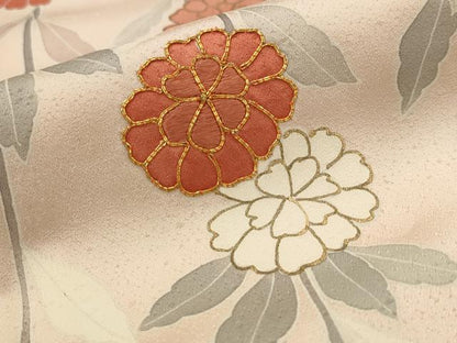 平和屋着物■訪問着　駒刺繍　枝花文　暈し染め　正絹　逸品　AABI6544st
