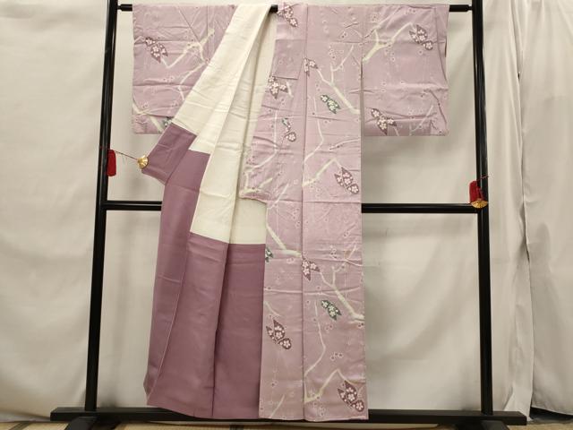 平和屋着物■上質な小紋 花蝶文 銀彩 正絹 逸品 AABI6546st